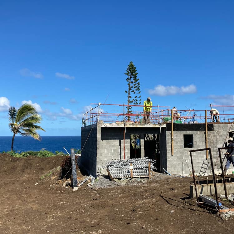 The west side of the construction